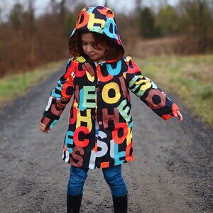 Girls Coat Hooded Alphabet Size 5 Fleece Lined